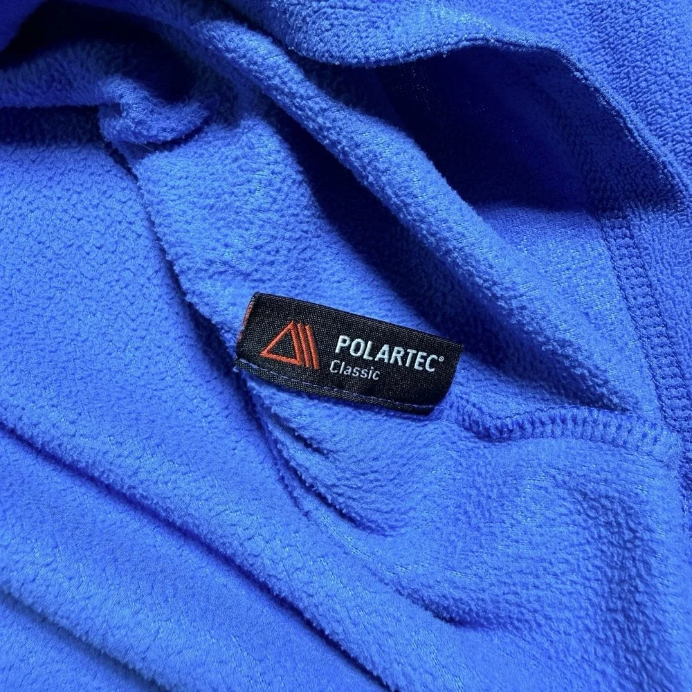 The North Face Polartec Classic Fleece 1/4 Zip Pullover Blue Yellow Logo Medium